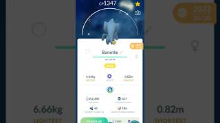 ✨Shiny Banette and shiny mega Banette evolution pokemon pokemongo [upl. by Noremac]