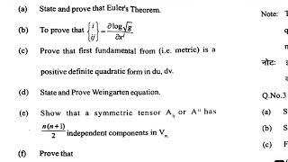 differential geometry and tensor Analysis Previous Year Question Paper🔥  Bsc 5th Semester Que [upl. by Yelak]