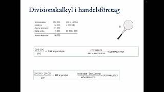 Företagsekonomi 1  Kalkylering  Kapitel 11  Divisionskalkyl amp moms [upl. by Abbey]