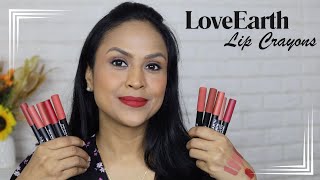 Swatches LoveEarth Lip Crayons  All Shades [upl. by Hcurab]