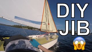 Scuffed Sailing Sunfish with a DIY Jib sail [upl. by Arlette]