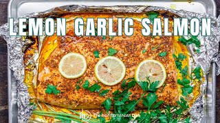 Lemon Garlic Salmon with Mediterranean Flavors Recipe  The Mediterranean Dish [upl. by Anerok]