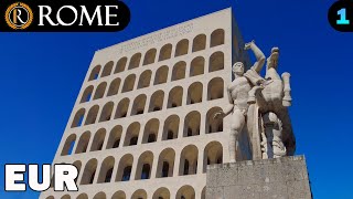 Rome guided tour ➧ EUR district 1 4K Ultra HD [upl. by Anairuy712]