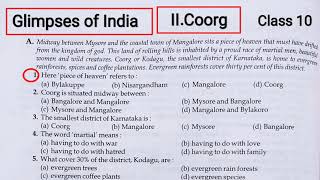 Coorg Extract Based Questions  Coorg Class 10  Glimpses Of India Extract Based Questions in Hindi [upl. by Karisa]