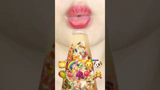 ASMR EMOJI FOOD 🍯🎤🍣🍳🌈🫘💸 이모지 먹방 sped up [upl. by Nomor]