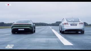 Porsche Taycan Vs Tesla Model S P100D Drag Race [upl. by Chalmers]