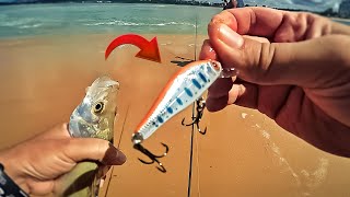 PESCA DE ROBALOS DA PRAIA COM ISCA ARTIFICIAL ULTRALIGHT [upl. by Frye]