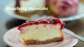 Easy Way To Make Baked Strawberry Cheesecake cheesecake nasıl yapılır [upl. by Lurie]