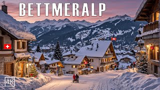 Bettmeralp Switzerland 🇨🇭❄️A Peaceful Christmas Sunset Walk in the Swiss Alps 4k❄️ [upl. by Bowne]