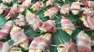 Grilled Cheesy Bacon Wrapped Jalapeño Poppers make a great appetizer [upl. by Ylla734]