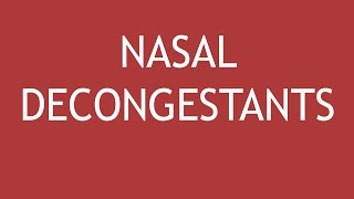 Nasal Decongestants  Dr Shikha Parmar [upl. by Brennen]