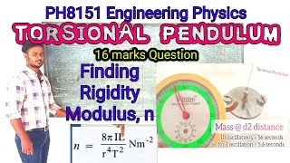 12 Torsional Pendulum  16 marks  PH3151 Engineering Physics  Unit 1 Properties of Matter  VIP [upl. by Assital]