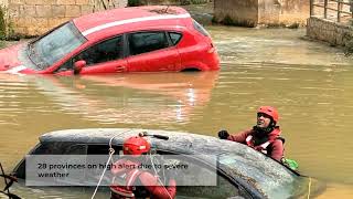 Spain Faces Severe Weather Floods and Rainfall Alerts Across 28 Provinces [upl. by Notsahc]