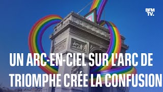 Une vidéo de lArc de Triomphe orné dun immense arcenciel crée la confusion [upl. by Heise]