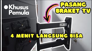 Cara memasang braket tv ke tembok  Khusus Pemula  Bracket TV Teleskopik [upl. by Eveleen]