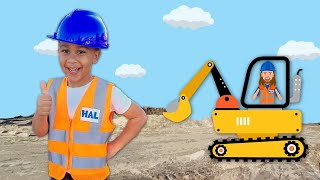 Construction Song  Excavator for Kids  Handyman Hal [upl. by Attiuqehs]