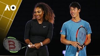 Serena Willams amp Kei Nishikori Wilson racquet launch  Australian Open 2017 [upl. by Germaine]