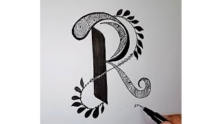 alphabet R art drawingR letter mehndi design art [upl. by Fendig274]