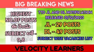 AP TTD JL amp DL NOTIFICATION RELEASED  SUBJECT WISE VACANCIES  velocitylearners ttdjldl [upl. by Billie]