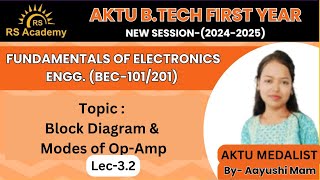 Block Diagram amp Modes of Operation Of OpAmp  Lec32  FEC  ByAayushi Maam  RS Academy AKTU [upl. by Malvino]