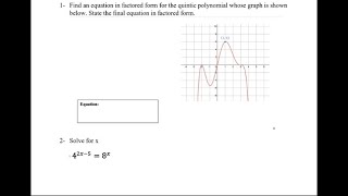 Find an equation in factored form for the quintic polynomial whose graph is shown [upl. by Ahsietal457]