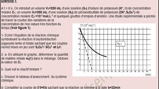 Cinétique Chimique Exercice 1 partie 1 tableau davancement et réactif limitant [upl. by Christalle]