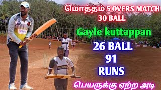 Cricket  Vellanad 1 Lahk Tournament  Makesh 11 vs Aadhus  26 Ball 91 Runs Gayle guttappan 5 over [upl. by Goeger365]