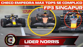 ¡TODO EMPEORO MCLAREN DOMINA GP SINGAPUR FP3 CHECO PÉREZ COMPLICADO FUERA TOP10 VERSTAPPEN REVIVE [upl. by Dong]