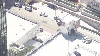 Raw video Scene of crash following police chase outside San Francisco Moscone Center [upl. by Yebloc770]