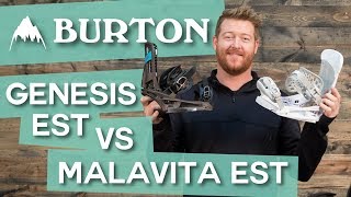 2018 Burton Genesis EST vs Malavita EST Snowboard Bindings  Comparison  TheHousecom [upl. by Geilich]