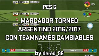 Marcador Torneo Argentino 1617 con Teamnames Cambiables para PES 6 [upl. by Ailekahs]