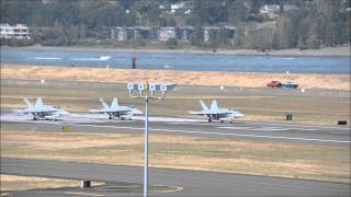 3 Marine Fighter Attack Squadron 323 FA18 Hornets takeoff at Portland International Airport PDX [upl. by Winer]