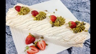 Meringue Roulade with Whipped cream and PistachiosGlutenFree [upl. by Rik]