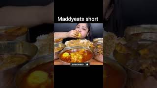 SPICY CHICKEN CURRY MUTTON CURRY FISH CURRY 🔥 ASMR EATING CHALLENGE maddyeats shorts ‎MaddyEats [upl. by Rednaeel]