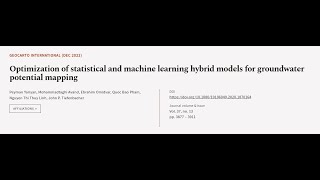 Optimization of statistical and machine learning hybrid models for groundwater potent  RTCLTV [upl. by Assirialc]