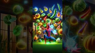 Spiderman Venom aur Captain America me se Kon jitega Vegetable art challenge spiderman shorts [upl. by Alleram]