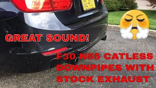 BMW 335i N55 CATLESS DOWNPIPES WITH STOCK EXHAUST [upl. by Corina]