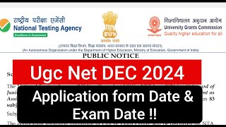 UGC NET December 2024 Application Form  UGC NET Dec 2024 Exam Date  Ugc Net Dec 2024 Form Fill up [upl. by Clim]