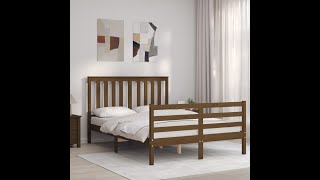 Bedframe met hoofdbord massief hout honingbruin [upl. by Petronia]