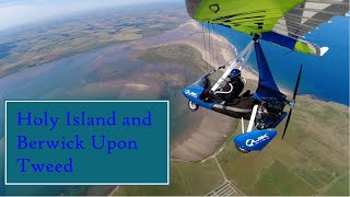 Flying over Holy Island and Berwick Upon Tweed Microlight solo nav [upl. by Sigmund]