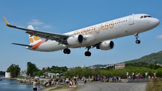 Ultimate Skiathos Airport Planespotting in 4K Very Low landings and Jetblast departures July 2022 [upl. by Laehplar]