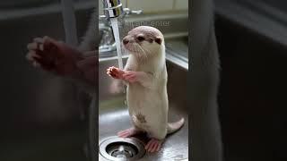 Baby Otters First Touch of Water – An Unforgettable Cute Moment shorts [upl. by Sanfred]