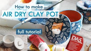 Air Dry Clay  HOW TO MAKE A TRINKET POT amp ILLUSTRATE IT [upl. by Siduhey]