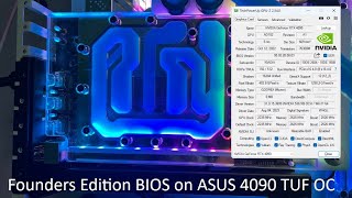 nVidia 4090 Founders Edition BIOS flashed to ASUS 4090 TUF OC with nvflashk [upl. by Aoniak534]