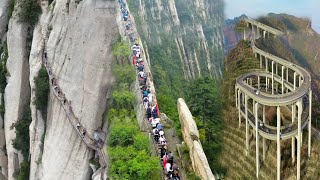 Amazing wonders in China  Dangerous cliff climbs  Highaltitude Chinese infrastructure [upl. by Rehctelf504]