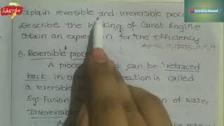 Carnot heat engine physics working 8mark important question in telugu class11th inter [upl. by Evyn]