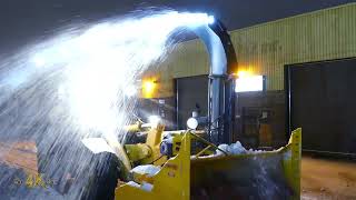 Snowplow Video 28  Solid chunks of ice devoured by blower at night time [upl. by Searle477]