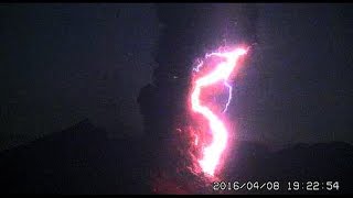 4082016  Intense Volcanic Lightning in South Japan at Sakurajima Volcano [upl. by Fabiolas678]