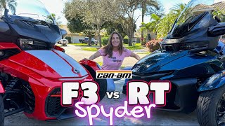 Lets Compare the Canam Spyder RT vs F3 [upl. by Kaczer]