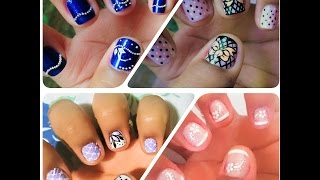 4 tipos de unhas curtas decoradas [upl. by Lehet]